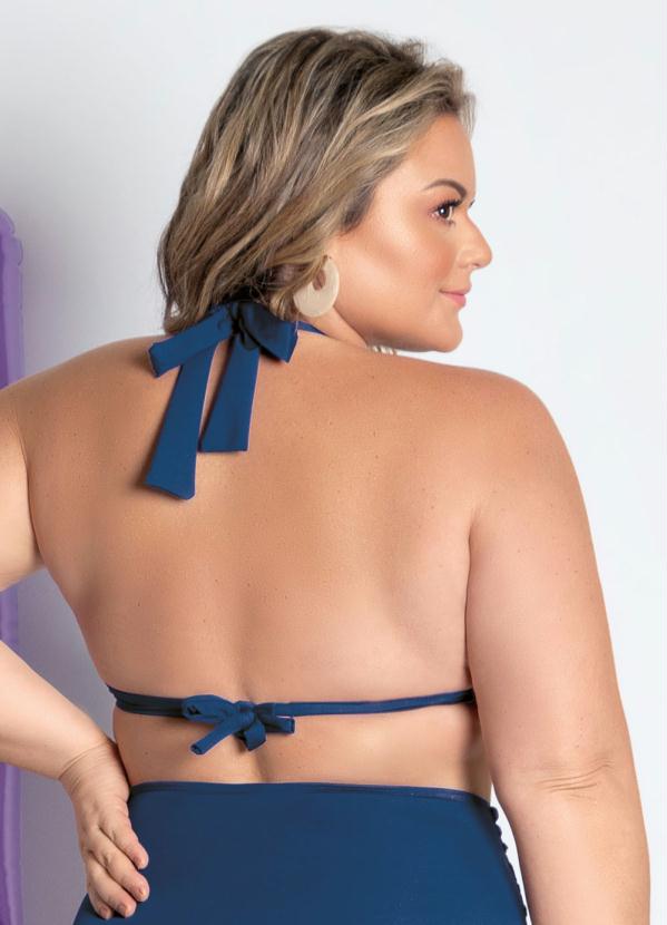 

Biquíni Busto Marinho Plus Size com Drapeado, Azul