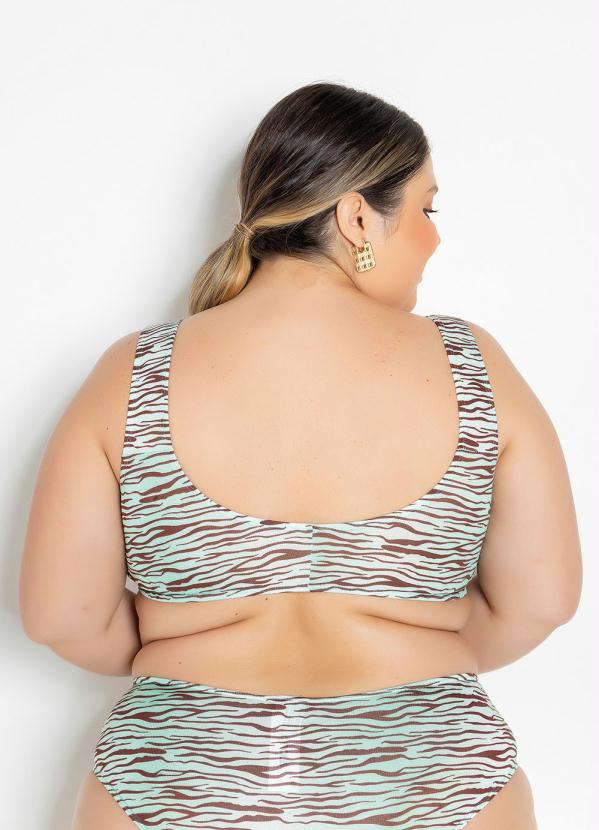 

Busto Biquíni Plus Size Zebra com Detalhe em V, Estampado