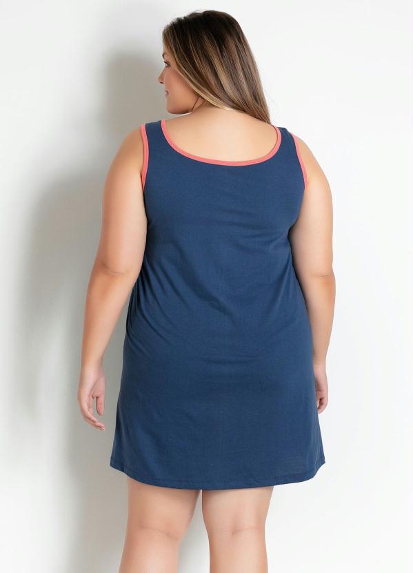 

Camisola Plus Size sem Mangas Marinho e Coral, Azul