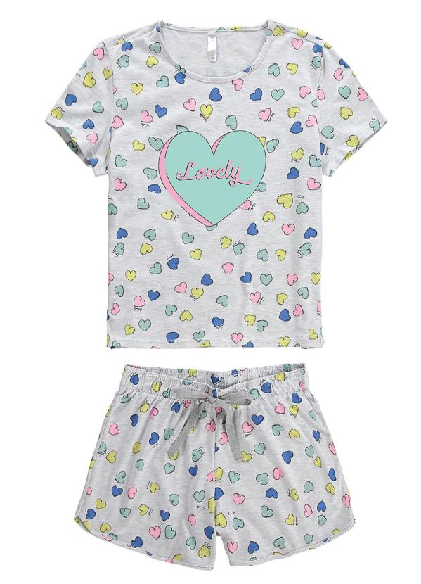 

Pijama Mescla Lovely, Cinza