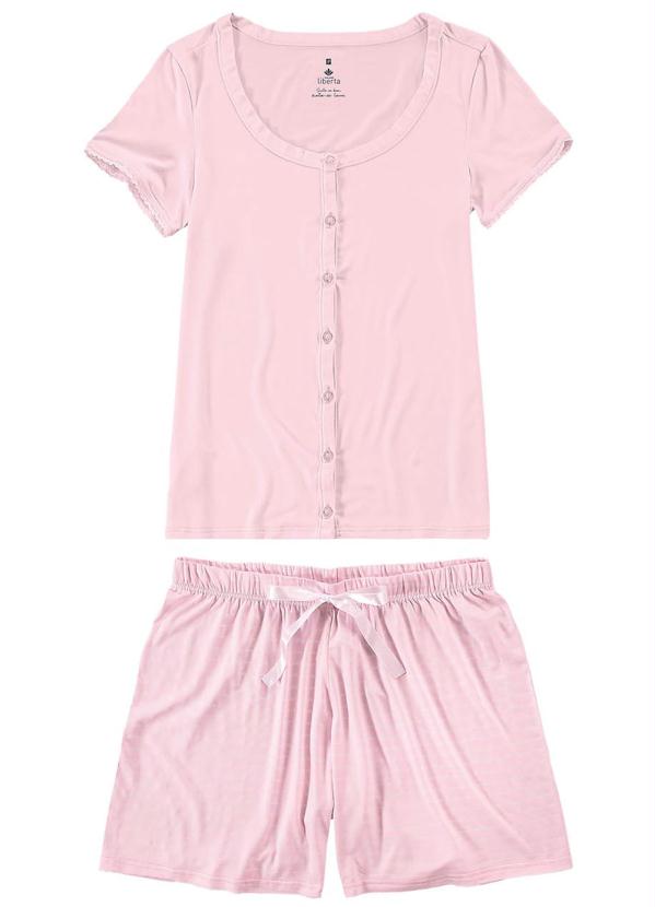 

Pijama Rosa Listrado em Viscose