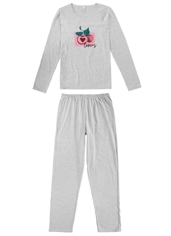 

Pijama Mescla Lovers Malha, Cinza