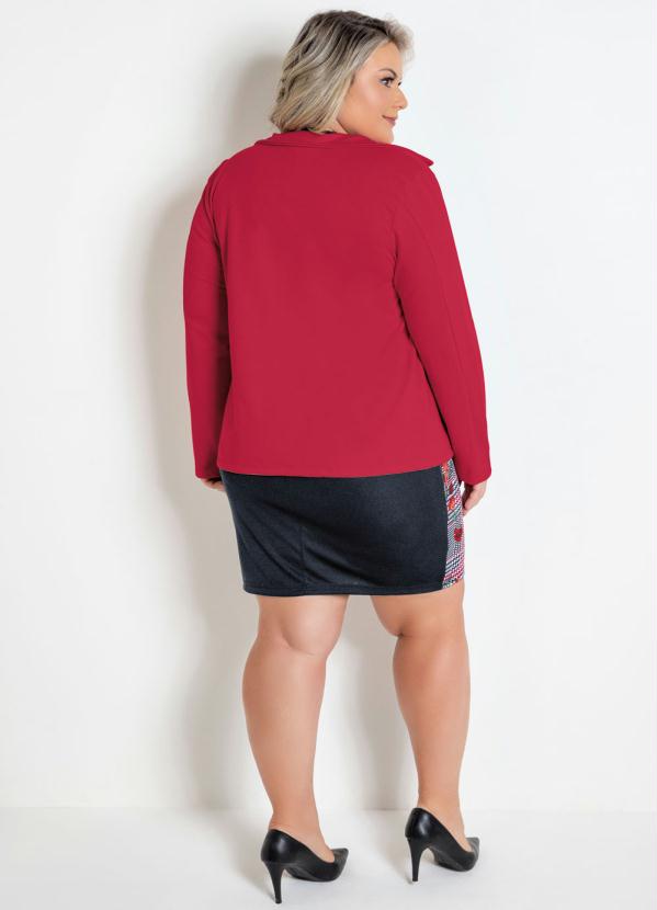 

Blazer Cereja com Fechamento em Botões Plus Size, Vermelho