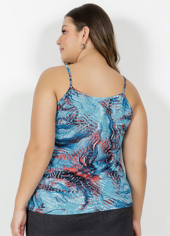 

Blusa Abstrata Azul de Alças Plus Size