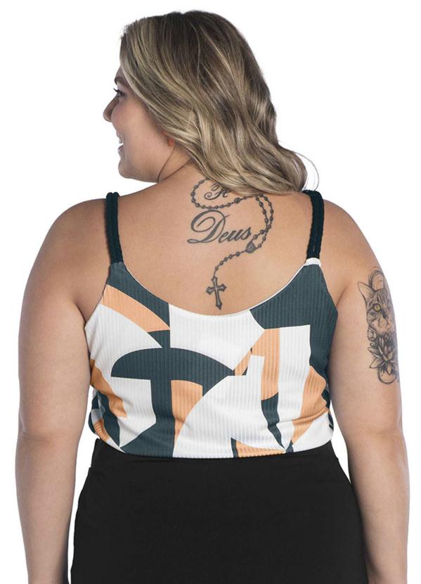 

Blusa com Alça Estampa Digital Canelado Laranja