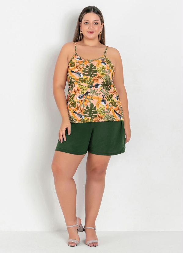 

Blusa de Alças Folhagem Plus Size, Laranja