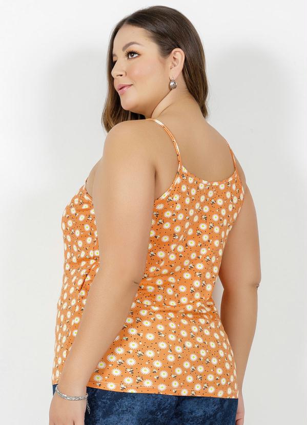 

Blusa Floral Laranja de Alças Plus Size, Amarelo