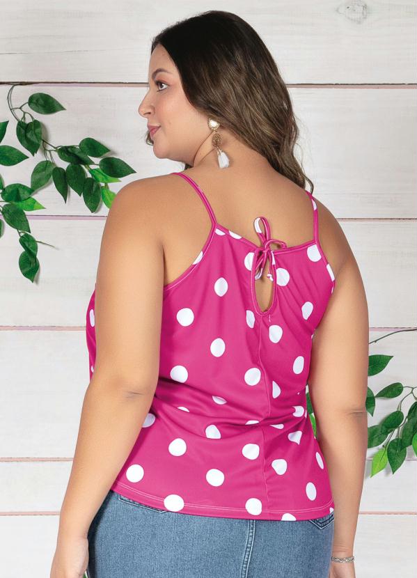 

Blusa Poá Pink com Alças e Amarração Plus Size, Rosa