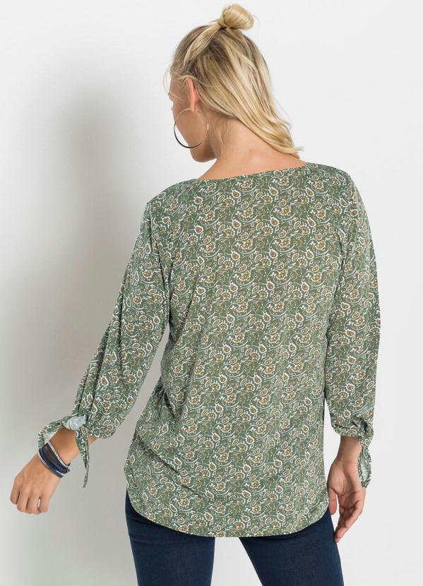 

Blusa com Mangas 7/8 com Amarração Pasley/Verde