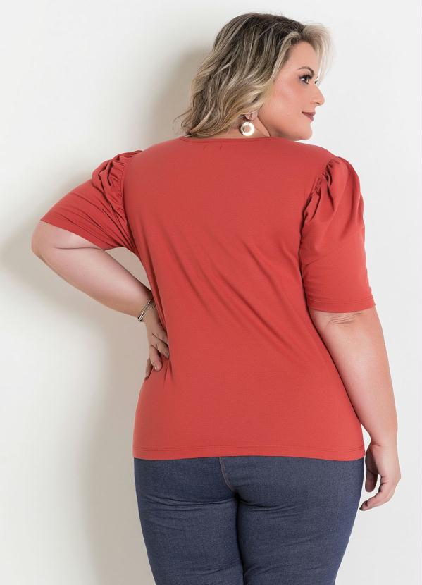 

Blusa Terracota com Bolso e Botões Plus Size, Marrom