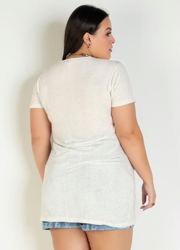 

Blusa Alongada Off White com Estampa Plus Size, Branco