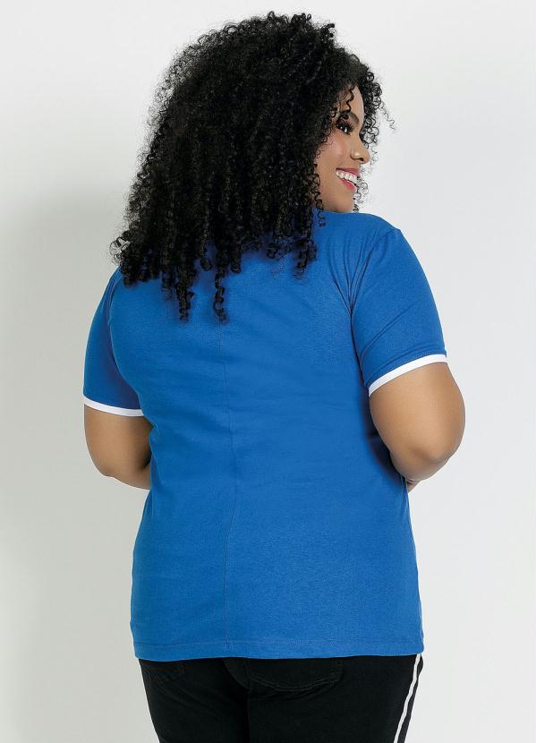 

Blusa Azul com Estampa Contrastante Plus Size