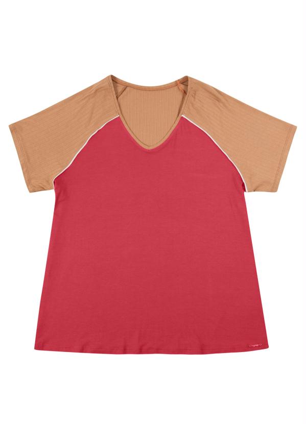 

Blusa Básica com Decote V e Detalhe Marrom