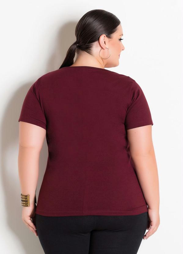 

Blusa Bordô Plus Size com Amarração no Decote, Vermelho