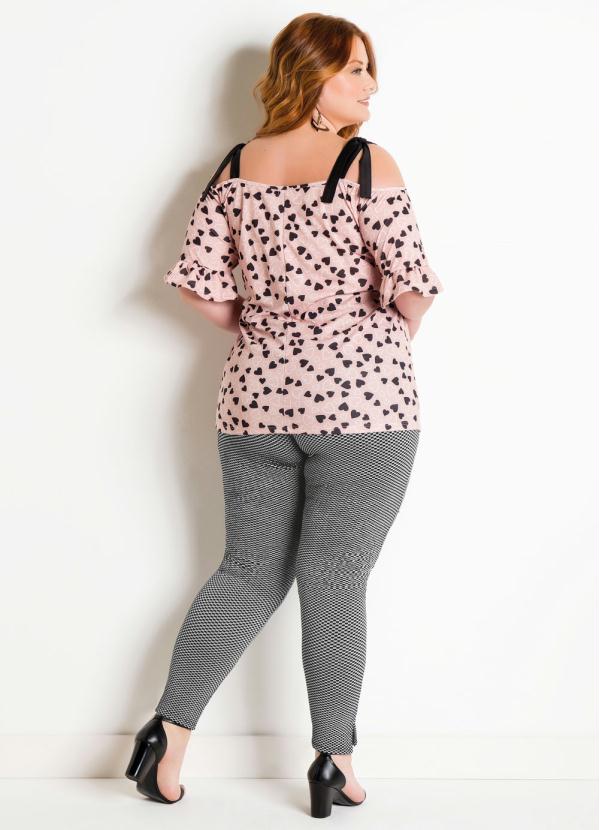 

Blusa com Amarração nas Alças Plus Size Coração, Rosa