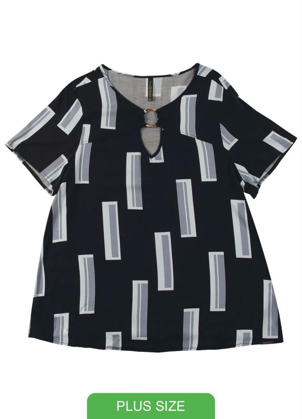 

Blusa com Decote Redondo Estampada Preto