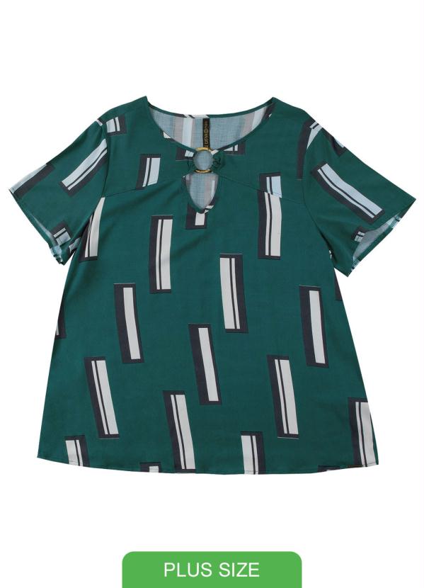 

Blusa com Decote Redondo Estampada Verde