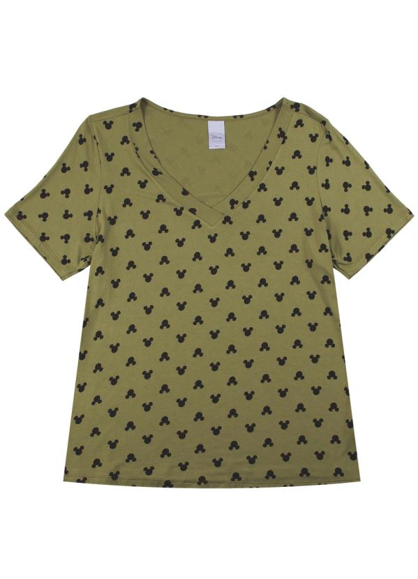 

Blusa com Decote V e Estampa Mini Print Verde