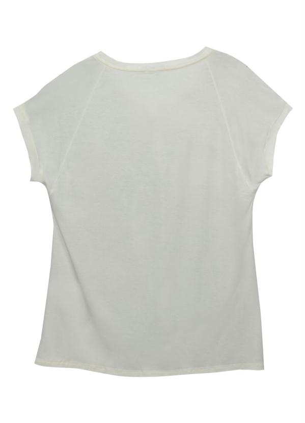 

Blusa com Detalhe de Frisos no Decote Off White, Bege