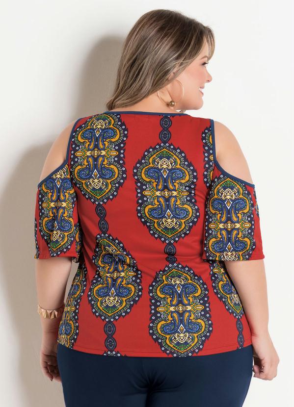 

Blusa com Ombros Vazados Plus Size Arabesco, Vermelho