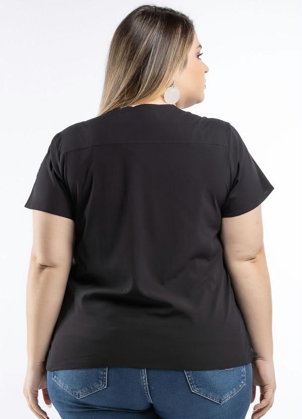 

Blusa de Tecido Plano com Botões Preto