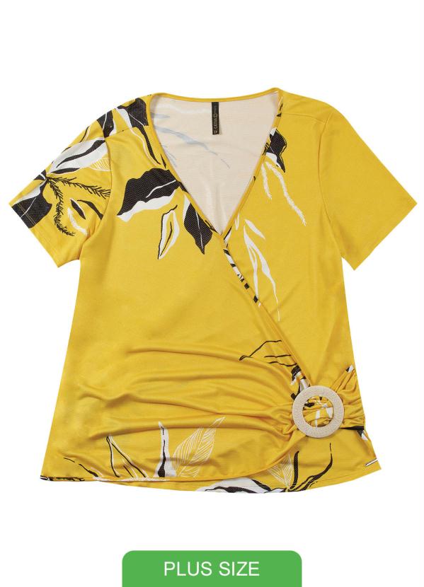 

Blusa Decote V Estampada Amarelo