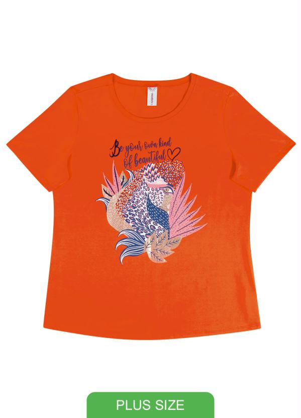 

Blusa  Meia Malha Estampada Laranja