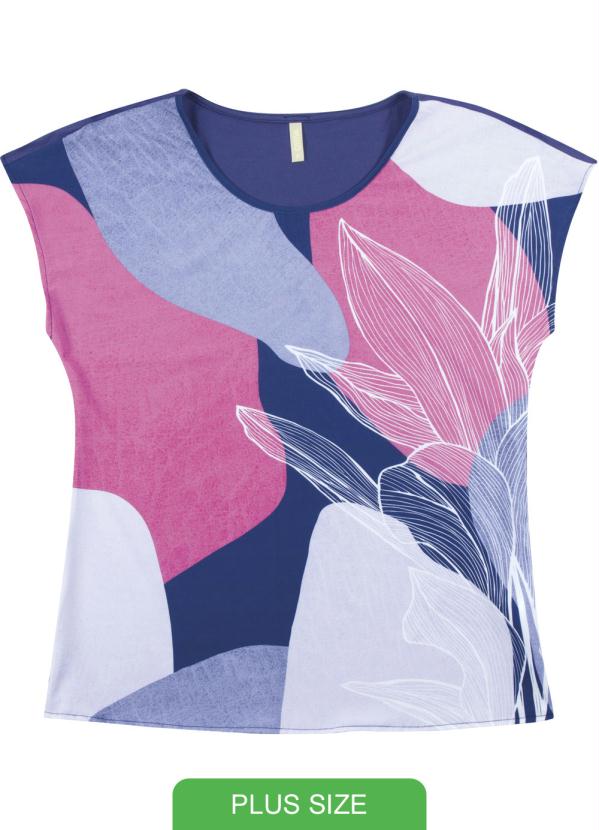 

Blusa Estampada com Decote Redondo Roxo