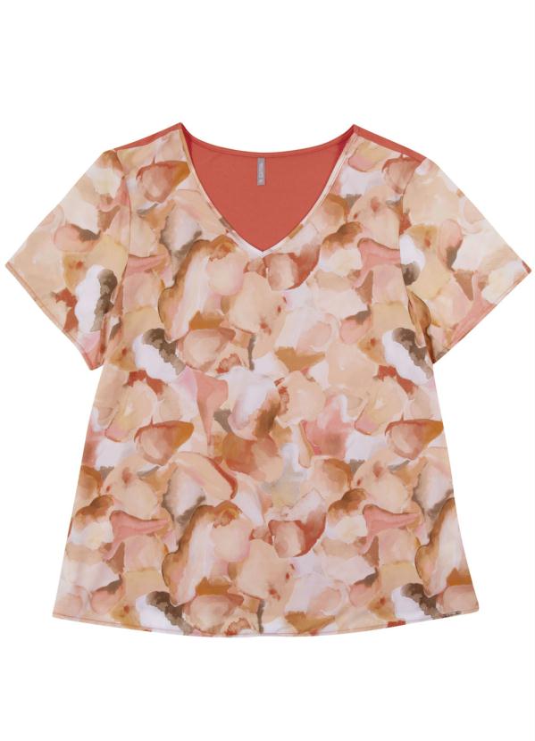 

Blusa Estampada com Decote V Laranja