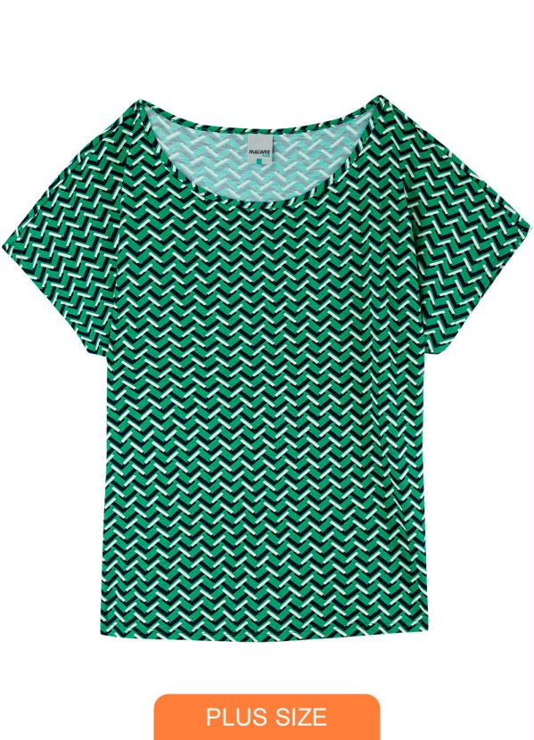 

Blusa Estampada Geométrica em Viscose Plus, Verde