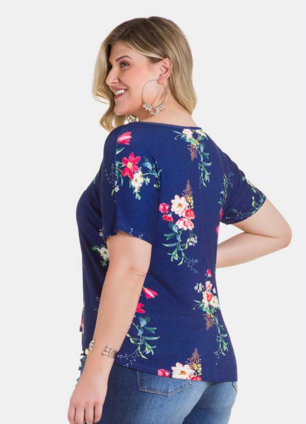 

Blusa Malha Detalhe com Amarracao Marinho, Azul