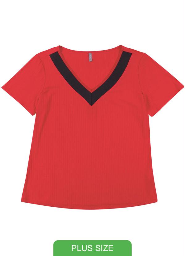 

Blusa Manga Curta com Decote V Vermelho