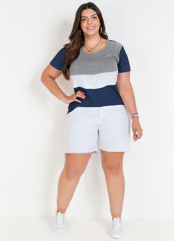 

Blusa Marinho com Constrastes Plus Size, Azul