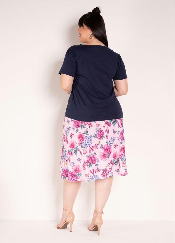 

Blusa Marinho com Estampa na Frente Plus Size, Azul