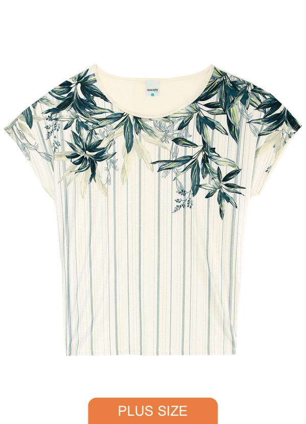 

Blusa Off White Tropical em Liganete Plus, Bege