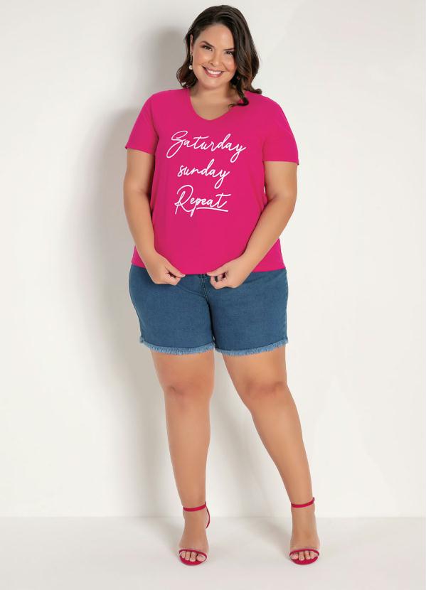 

Blusa Pink com Estampa com Brilho Plus Size, Rosa