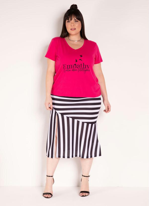 

Blusa Pink com Estampa na Frente Plus Size, Rosa