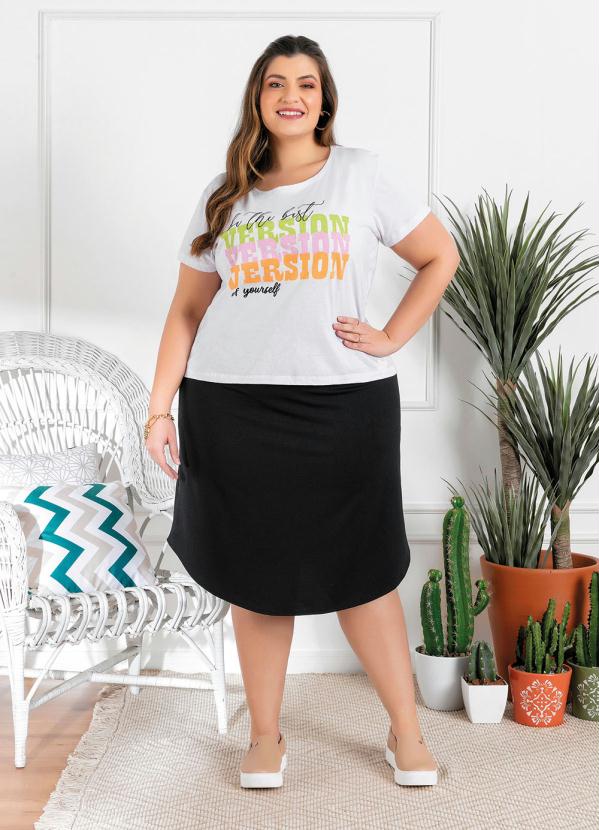 

Blusa Plus Size Branca com Estampa, Branco