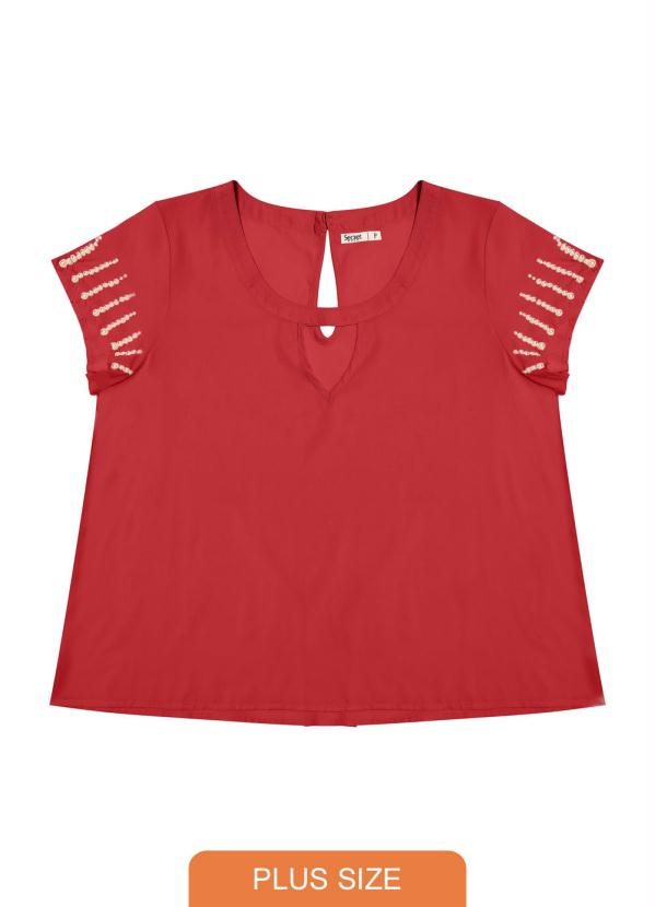 

Blusa Plus Size com Pérolas Vermelho