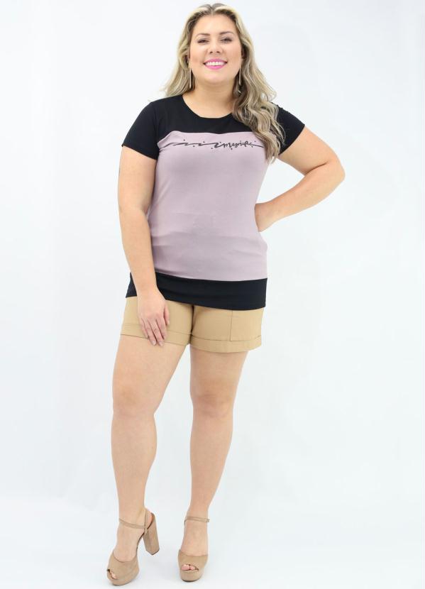 

Blusa Plus Size Falsa Sobreposição Lilás, Roxo