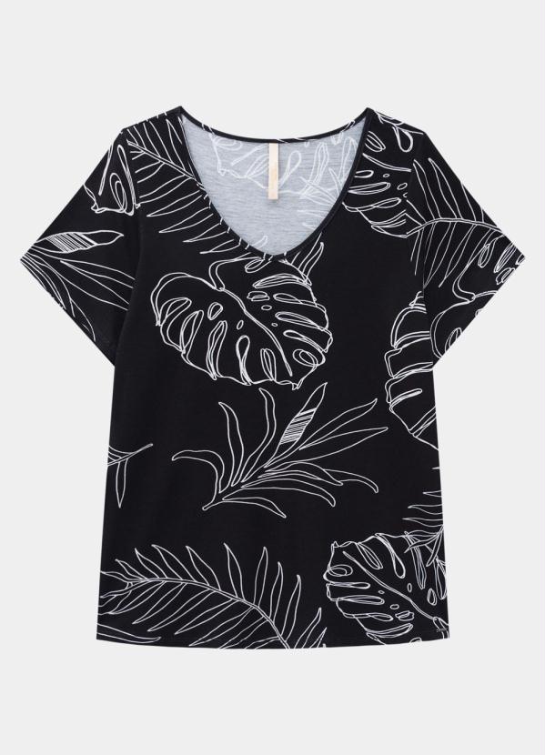 

Blusa Plus Size Malha Estampada Preto