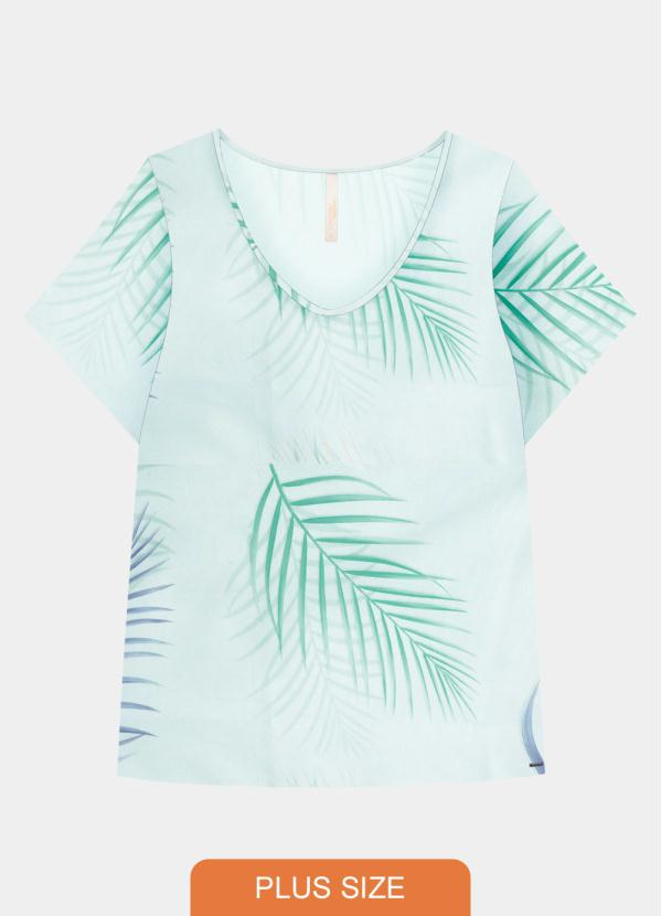 

Blusa Plus Size Malha Estampada Verde