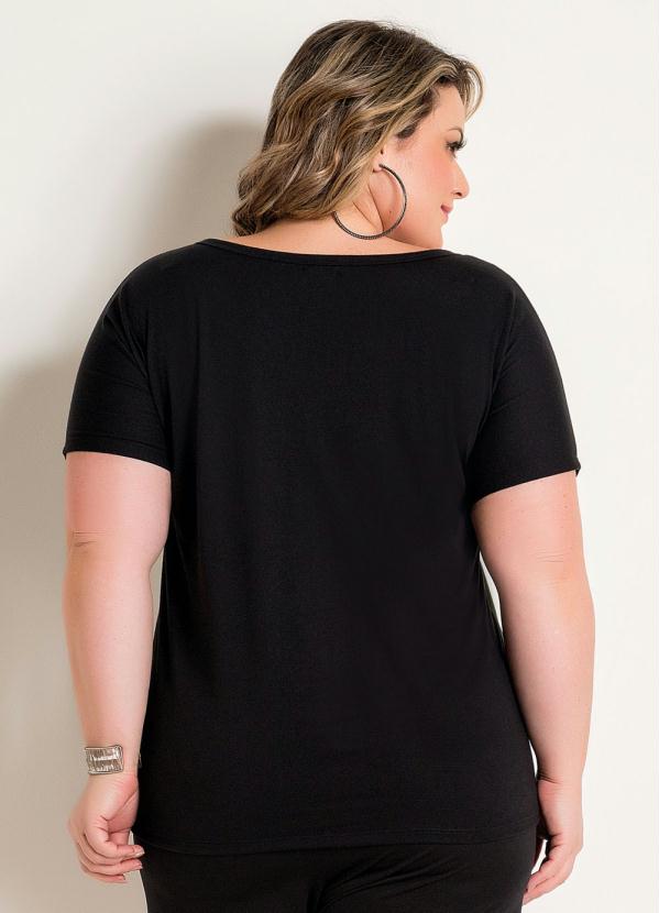 

Blusa Plus Size Preta com Combinação de Cores, Preto