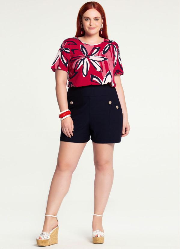 

Blusa Plus Size Rayon Estampada Vermelho