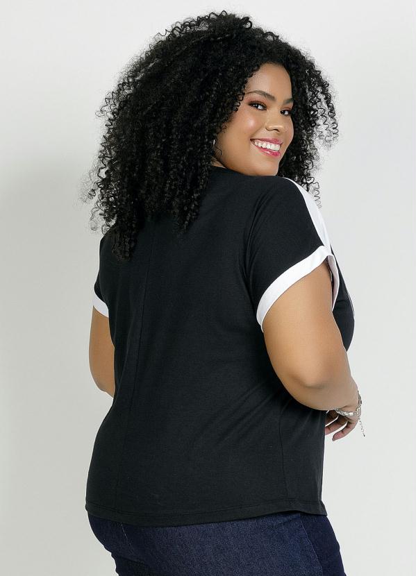 

Blusa Preta e Branca com Estampa Plus Size, Preto