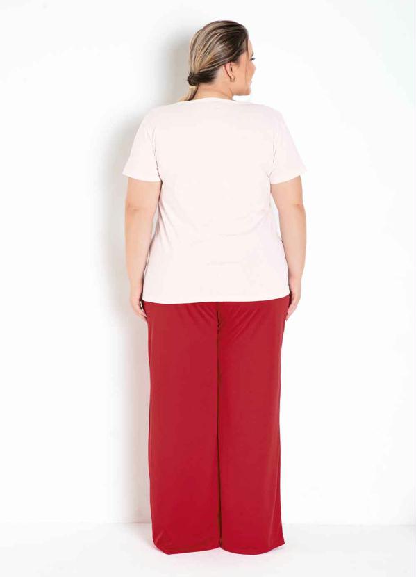 

Blusa Rosa Claro com Estampa na Frente Plus Size