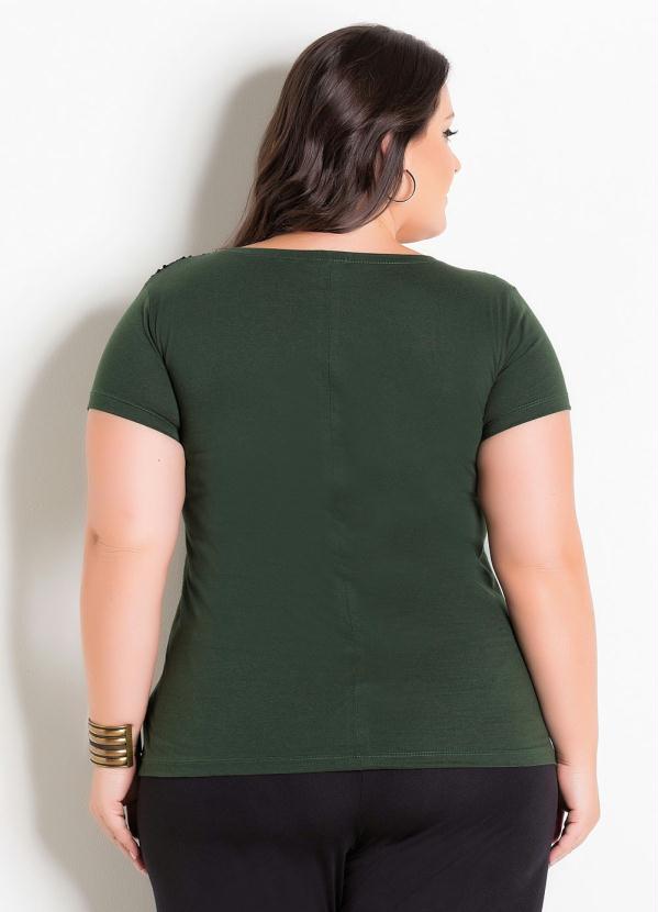 

Blusa Verde Militar com Detalhes de Paetes