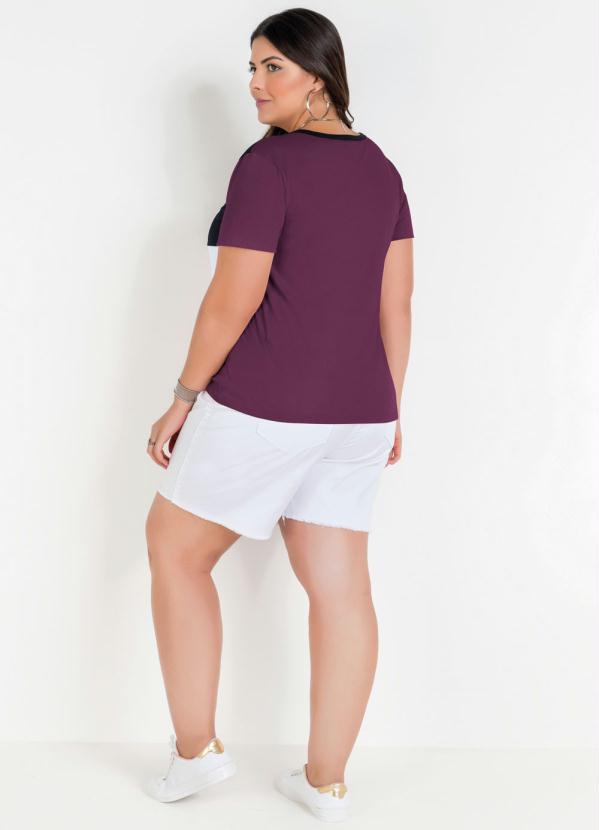 

Blusa Vinho com Contrastes Plus Size, Roxo