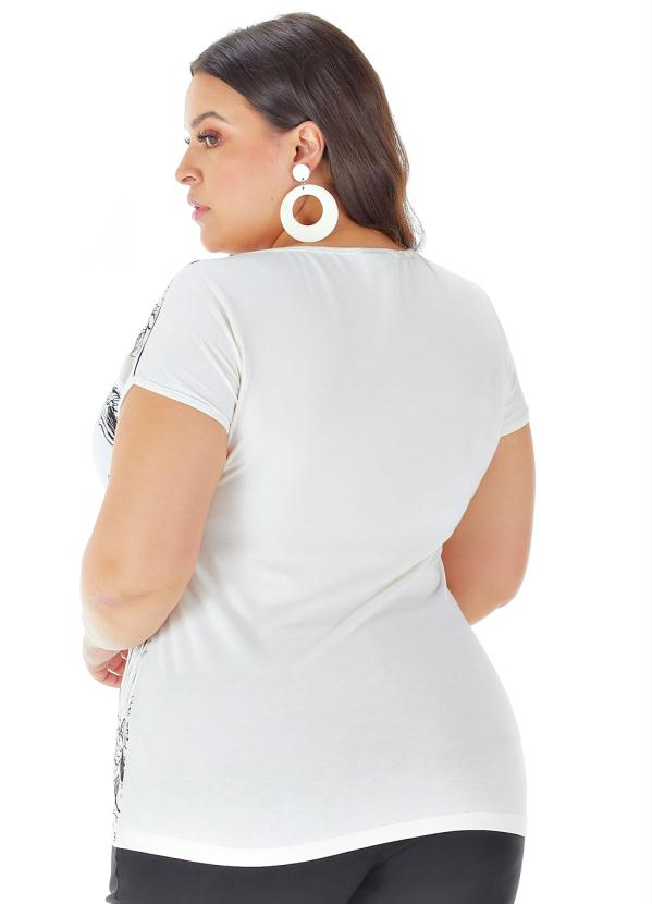 

Blusa Viscolycra com Transparencia Off White, Bege