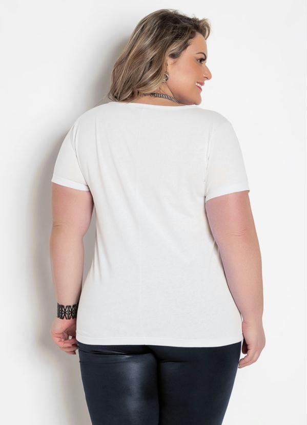 

T-Shirt Branca com Estampa Frontal, Branco